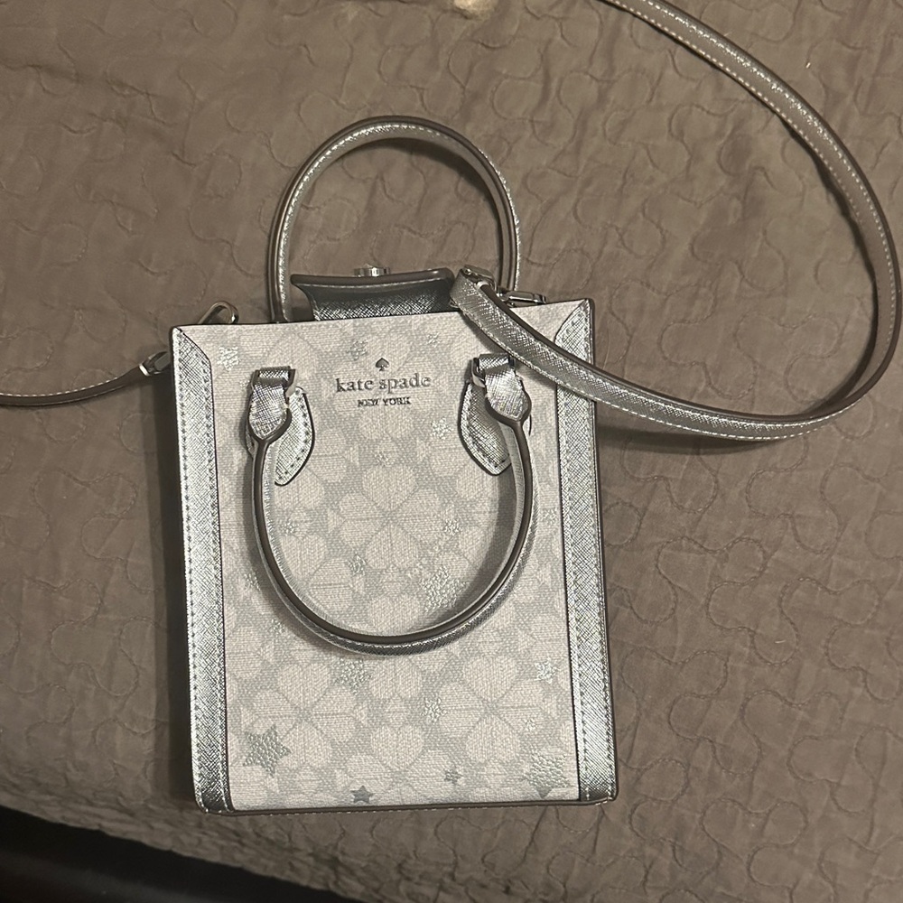 Kate Spade Silver Floral Crossbody Bag